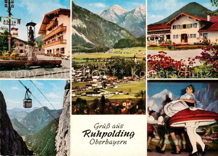 Ruhpolding Sonntagshorn Dorfplatz Kurhaus Rauschbergbahn Trachtentanz