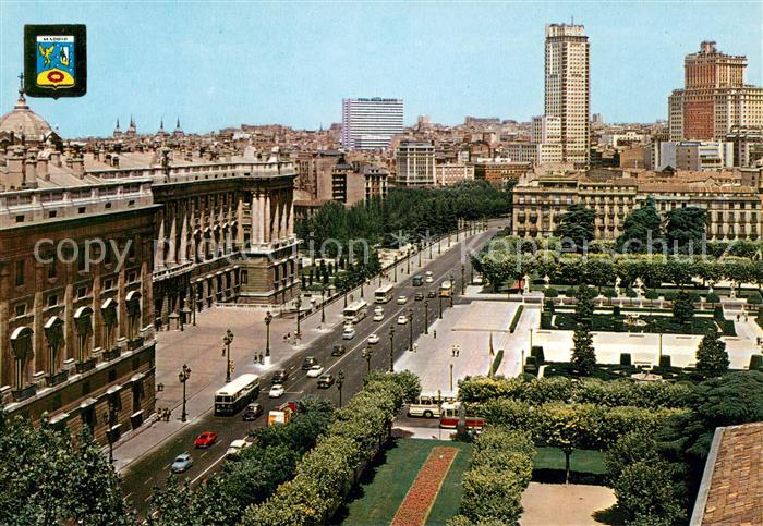 Madrid Spain Palacio Real y edificica Plaza de Espana