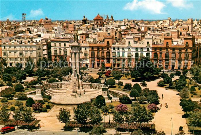 Cadiz Andalucia Monumento a las Cortes 1812 y Vista general