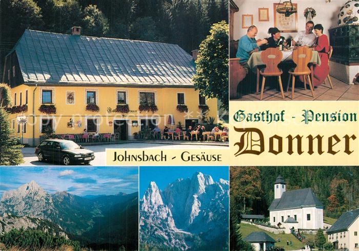 Johnsbach Steiermark Gasthof Pension Donner Kirche Gebirgspanorama Gesaeuse Kalk