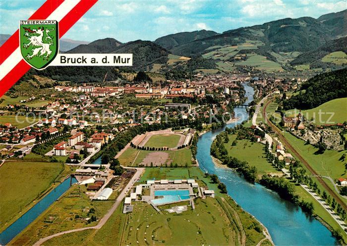 Bruck Mur Freibad Murinsel Campingplatz Fliegeraufnahme
