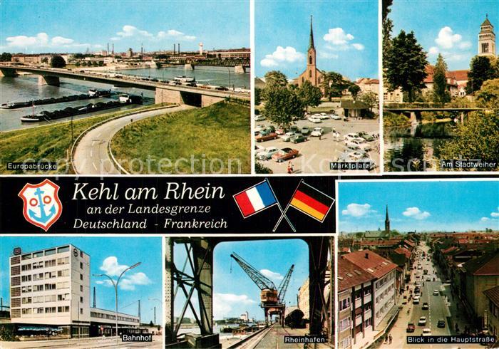 Kehl Rhein Landesgrenze Deutschland Frankreich Europabruecke Marktplatz Stadtwei