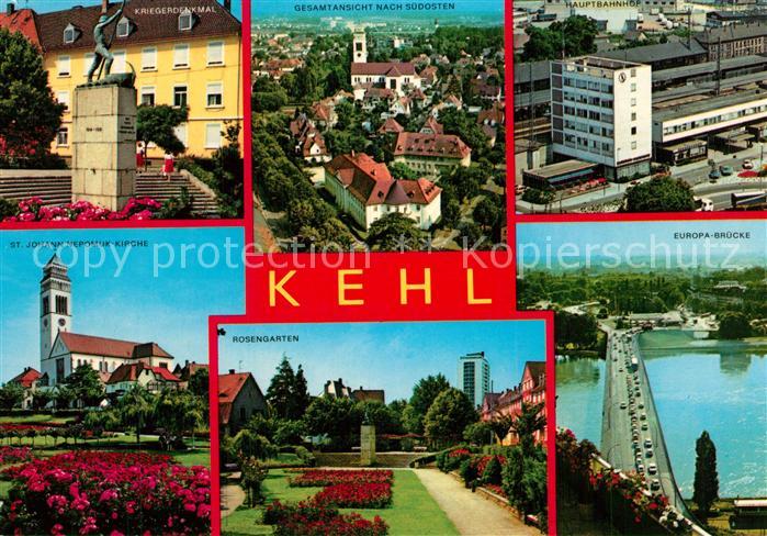 Kehl Rhein Kriegerdenkmal St Johann Nepomukkirche Rosengarten Denkmal Hauptbahnh