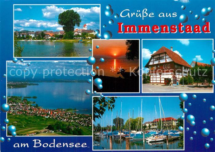 Immenstaad Bodensee Fliegeraufnahme Sonnenuntergang Yachthafen Schwoererhaus His