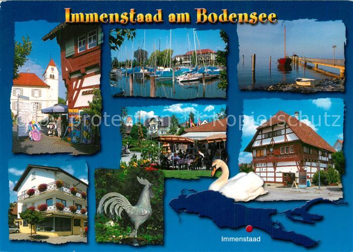 Immenstaad Bodensee Ortsmitte Kirche Gaestehaus Hahn Cafe Yachthafen Bootssteg S