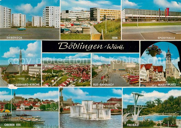 Boeblingen Wohnsiedlung Siebeneck IBM Industrie Sporthalle Kirche Marktplatz Obe