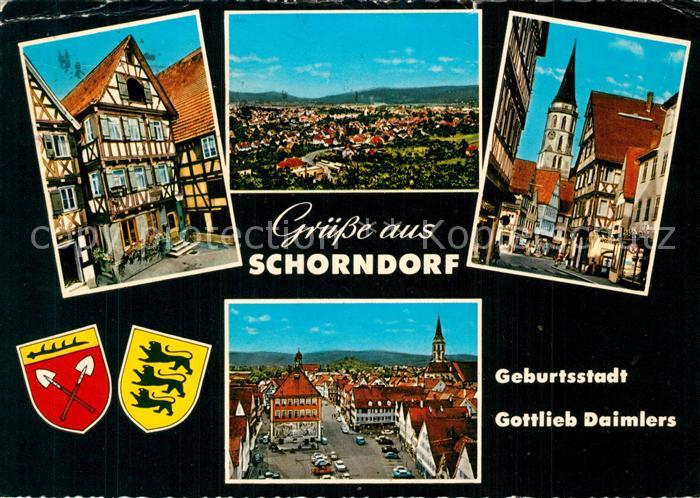 Schorndorf Wuerttemberg Stadtpanorama Altstadt Fachwerkhaeuser Kirche Marktplatz