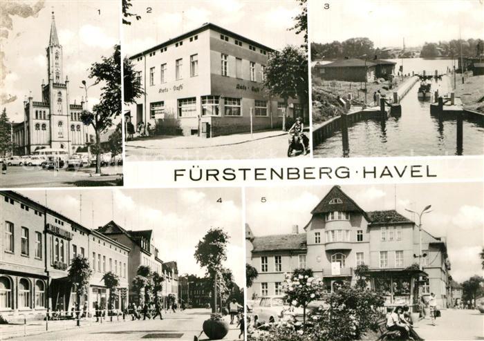 Fuerstenberg Havel Kirche HO Gaststaette RatsCafe Schleuse HO Hotel Mecklenburge