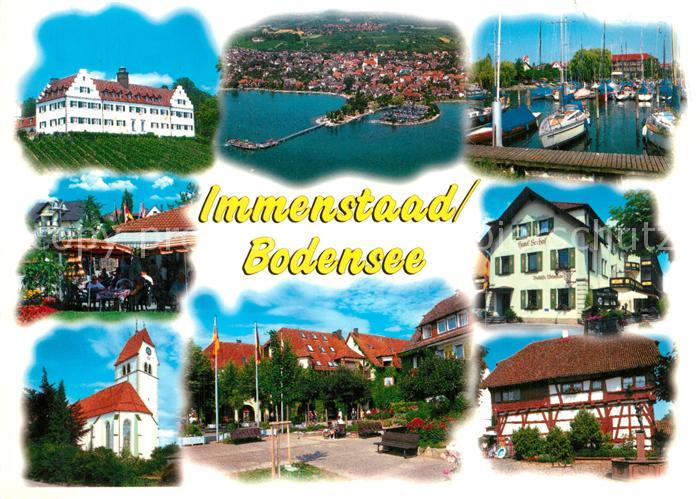 Immenstaad Bodensee Teilansichten Yachthafen Kirche Fachwerkhaus Fliegeraufnahme