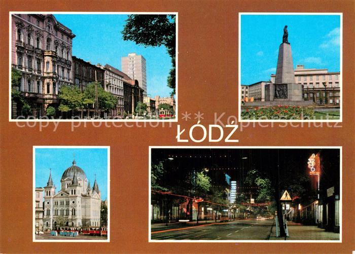 Litzmannstadt Lodz Innenstadt Denkmal Strassenpartie bei Nacht