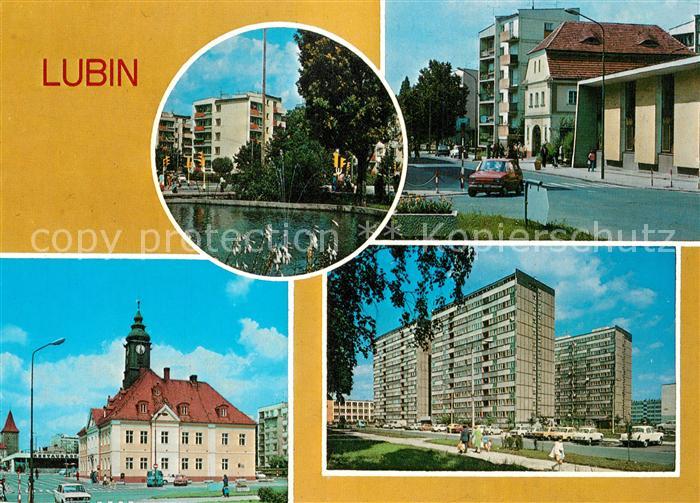 Lubin Lueben Stadtansichten Wohnsiedlung Hochhaeuser