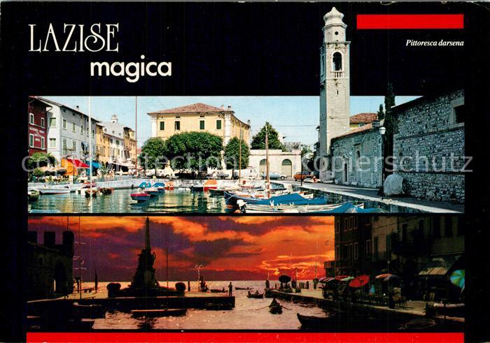 Lazise Lago di Garda Partie am Hafen Kirche Sonnenuntergang