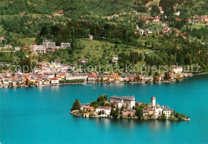 Lago d Orta Panorama di Orta e Isola San Giulio veduta aerea