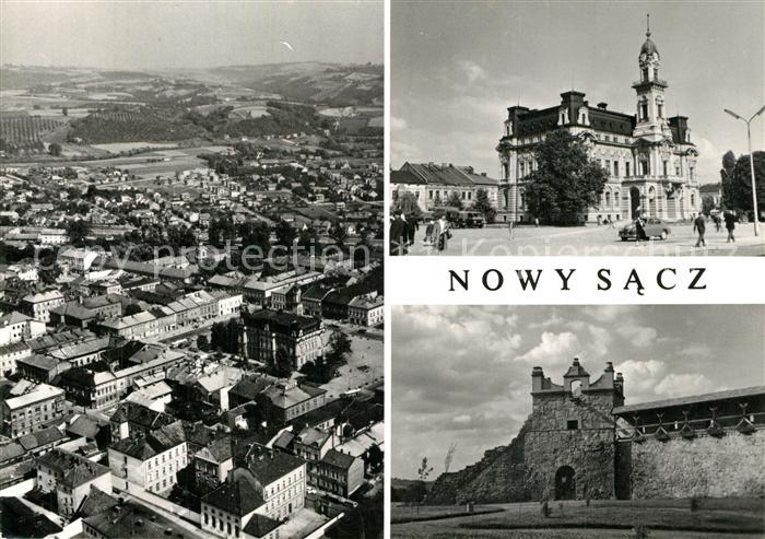 Nowy Sacz Kleinpolen Widok ogolny Ratusz Fragment zamku baszta Kowalska Rathaus