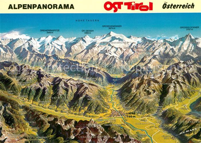 Lienz Tirol Alpenpanorama Hohe Tauern Glocknergruppe Lienzer Dolomiten aus der V