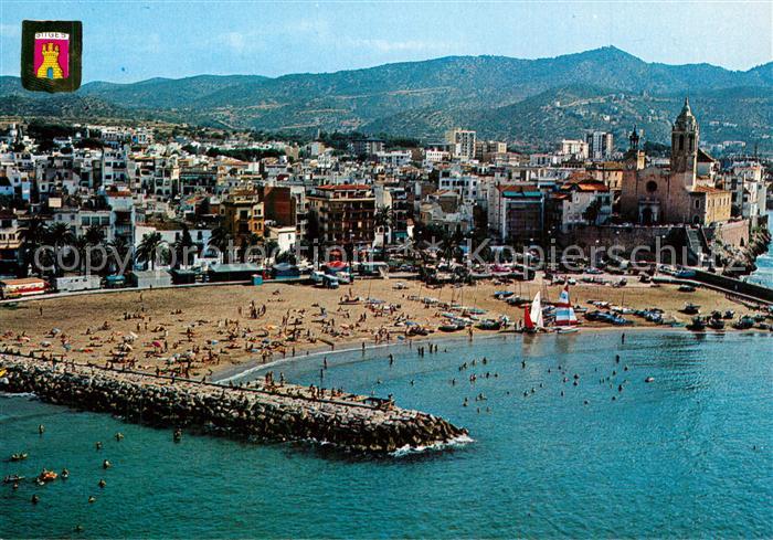 Sitges Playa de Iglesia Fliegeraufnahme