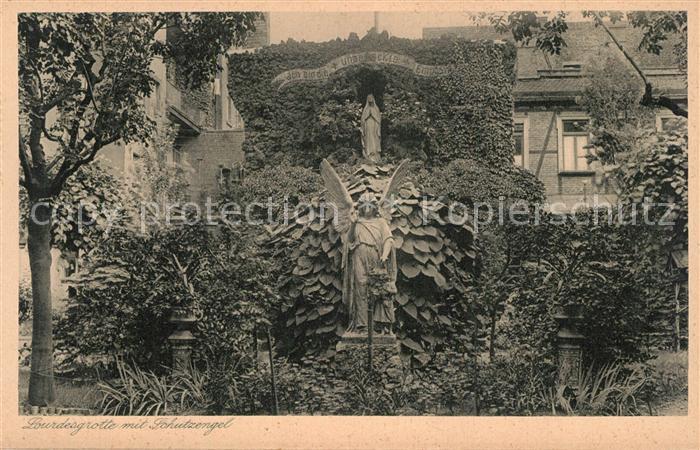 Mainz Rhein Haushaltungsschule St Josefstift Lourdesgrotte mit Schutzengel