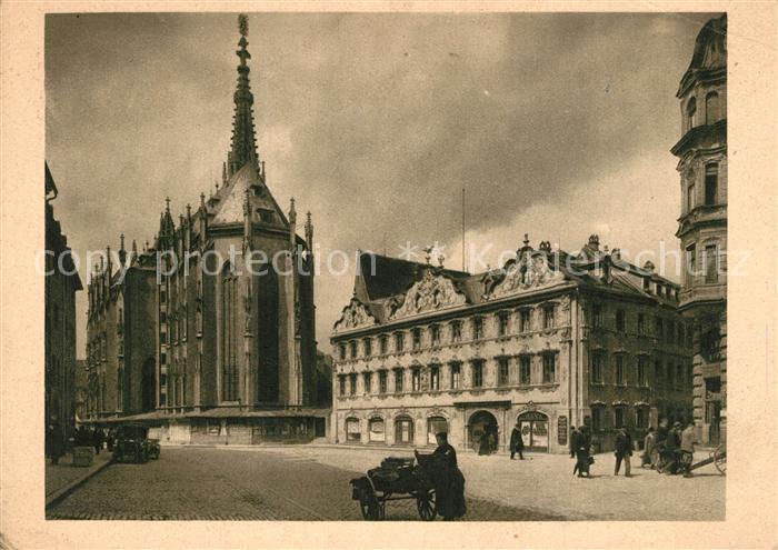 Wuerzburg Chor der Marienkapelle und Haus zum Falken