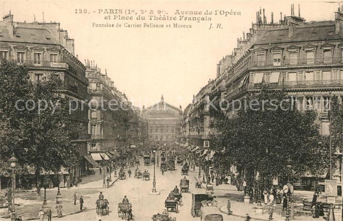 Paris Avenue de l'Opéra Place du Théâtre Francais