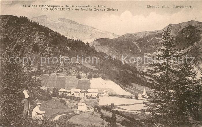 Barcelonnette Panorama des Agneliers au fond la Grande Séolane Alpes