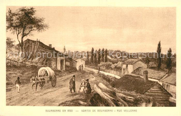 Bourbonne-les-Bains en 1830 Sortie de la ville Rue Vellonne Peinture Kuenstlerka