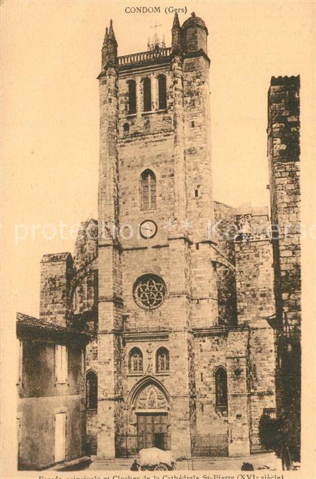Condom Facade principale et Clocher de la Cathedrale Saint Pierre XVIe siècle