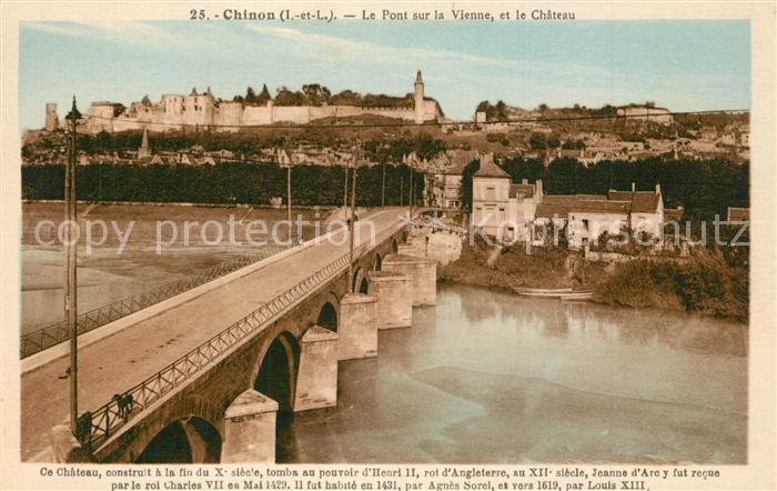 Chinon Indre et Loire Pont sur la Vienne et le Chateau