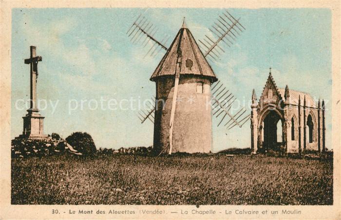 Les Herbiers Mont des Alouettes Chapelle Calvaire et un moulin