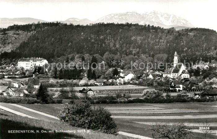 Seebenstein Ortsansicht mit Kirche Felder Schneeberg