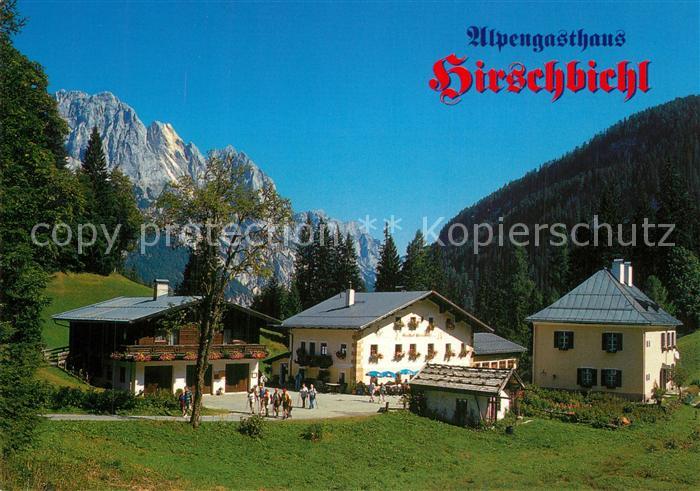 Weissbach Lofer Alpengasthaus Hirschbichl gegen Muehlsturzhorn Loferer Steinberg