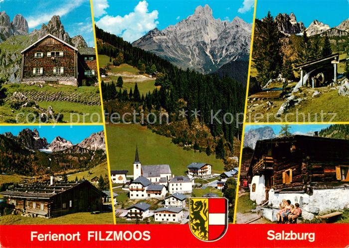 Filzmoos Teilansichten Blick zur Bischofsmuetze Berghuette Ruehrradl Oberhofalm