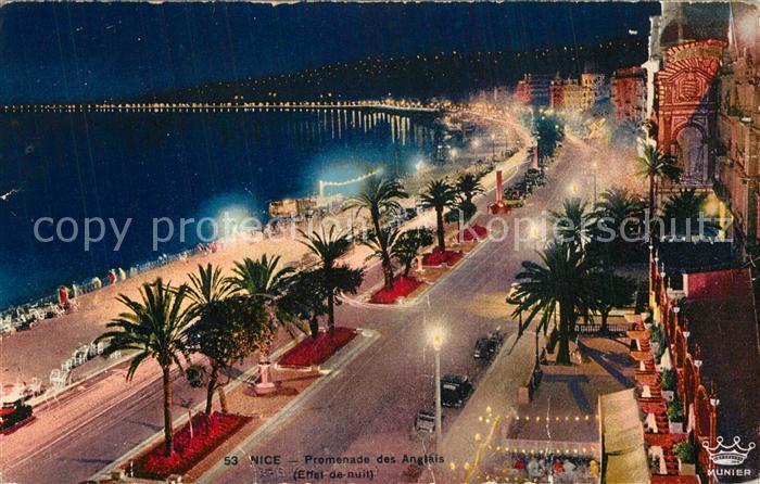 Nice Alpes Maritimes Promenade des Anglais Côte d Azur effet de nuit