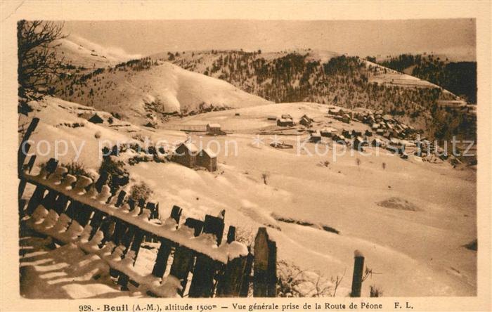 Beuil Vue Generale prise de la Route de Péone en hiver