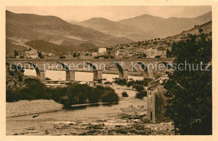 Roquebrun Vieux moulins Chaussée et pont sur l'Orb