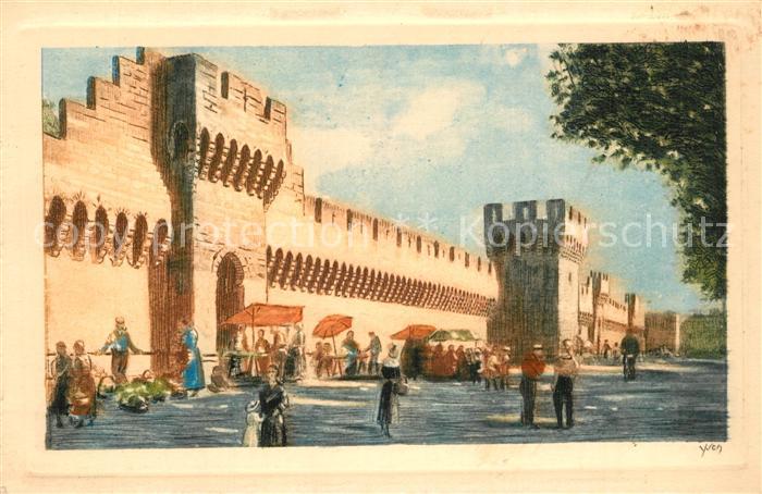 Avignon Vaucluse Les Remparts Peinture Kuenstlerkarte