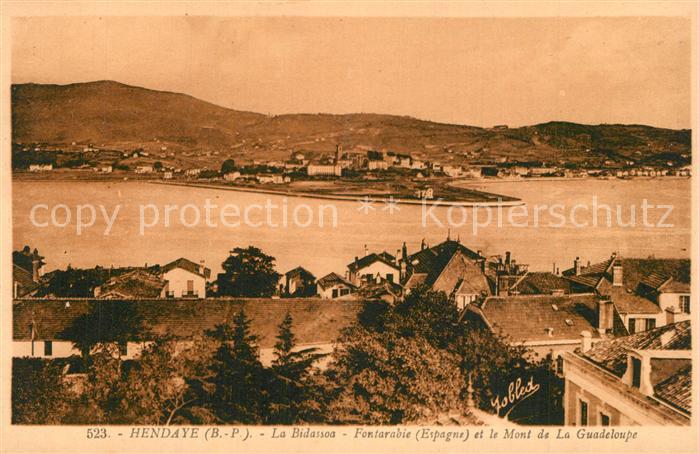 Hendaye Pyrenees Atlantiques La Bidassoa Fontarabie Espagne Mont de la Guadeloup