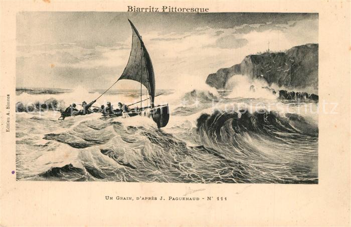 Biarritz Pyrenees Atlantiques Un grain d après J. Paguenaud Peinture Kuenstlerka