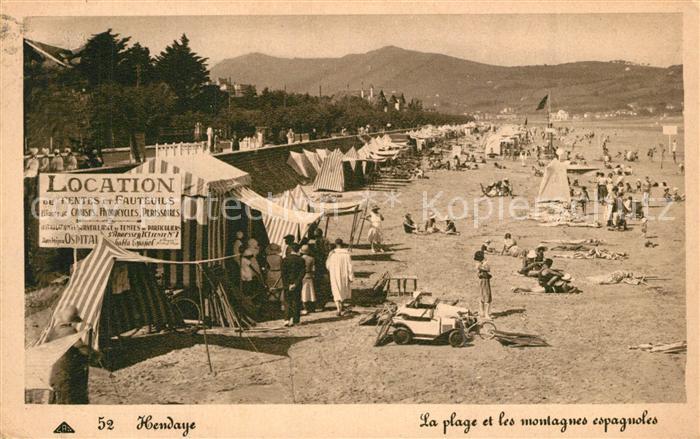 Hendaye Pyrenees Atlantiques La plage et les montagnes espagnoles