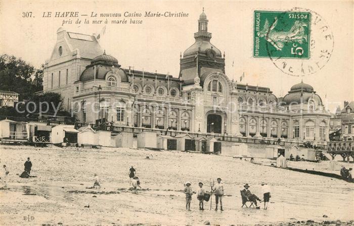 Le Havre Nouveau Casino Marie Christine Plage vue prise de la mer a marée basse