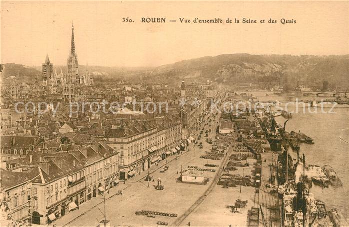 Rouen Vue d ensemble de la Seine et des quais