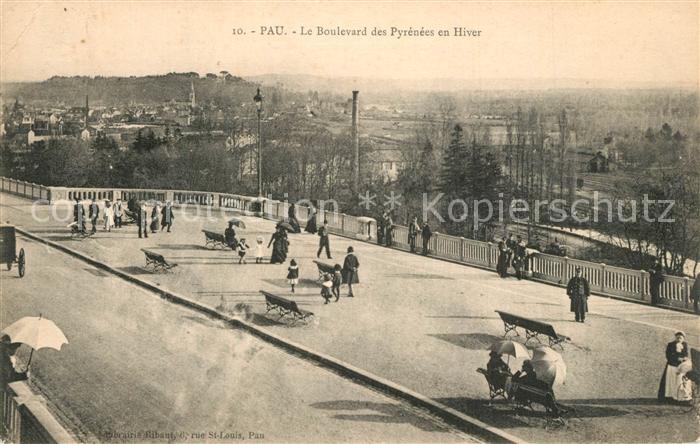 Pau 64 Boulevard des Pyrénées en hiver