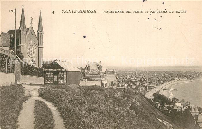 Sainte-Adresse Eglise Notre Dame des Flots et panorama du Havre