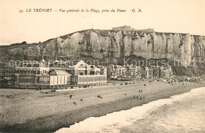 Le Treport Vue Generale de la plage prise du Phare Falaises
