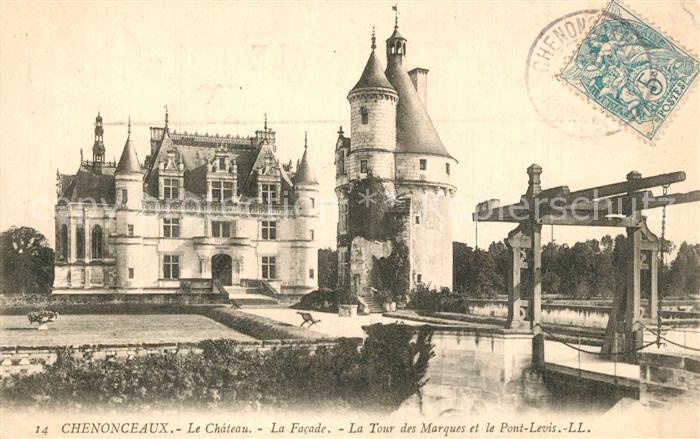 Chenonceaux Indre et Loire Chateau Tour des Marques et Pont Levis
