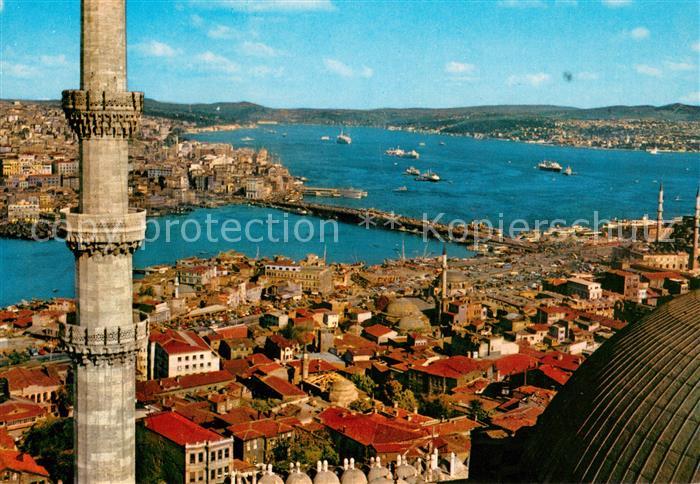 Istanbul Constantinopel Goldenes Horn Galata Bruecke und Bosphorus von Suleymani