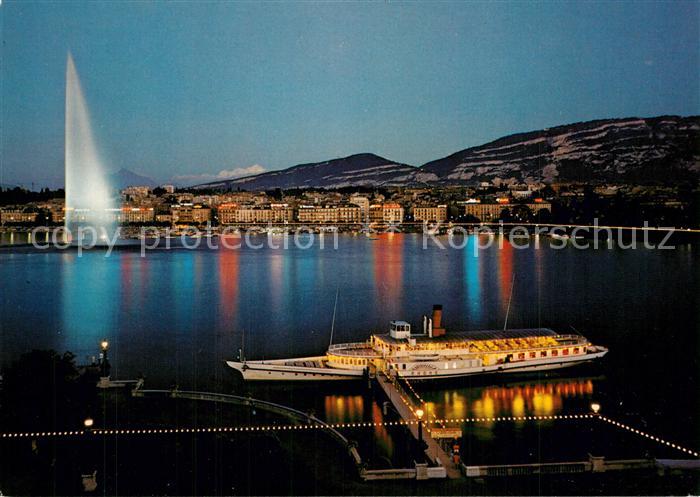 Dampfer Seitenrad Rhone Geneve Rade Jet d Eau