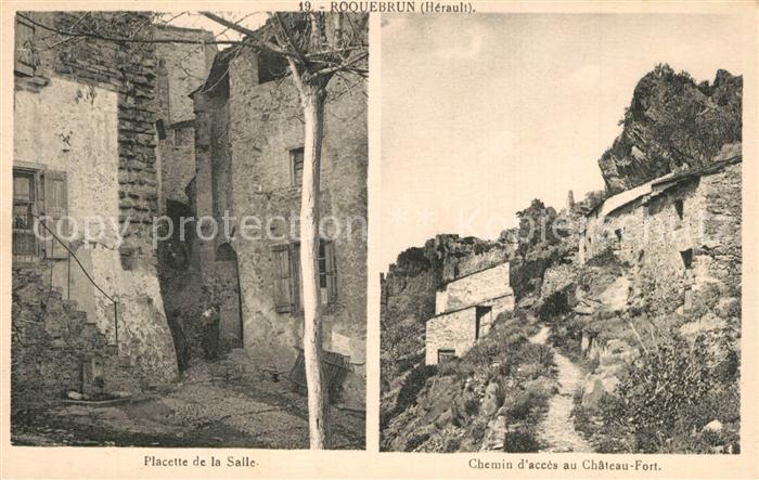 Roquebrune Gironde Chemin d accès au Chateau Fort Placette de la Salle