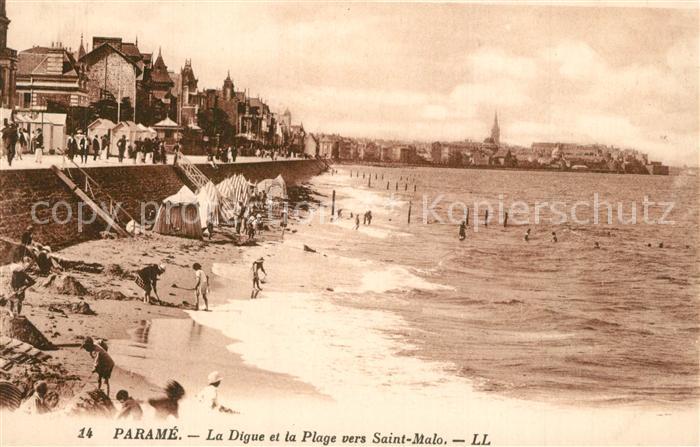 Parame La digue et la plage vers Saint Malo