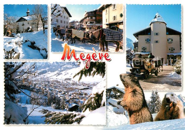 Megeve Winterimpressionen Pferdeschlitten Murmeltiere