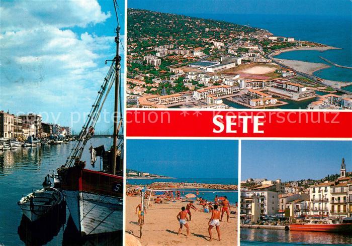 Sete Cette Hafen Fischkutter Strand Beachvolleybal